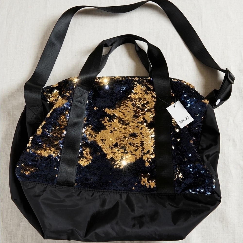 Justice Navy Sequin & Gold Soccer Weekender Bag - Picture 2 of 8